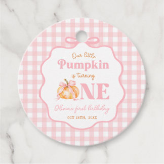 Little Pumpkin Pink Girl Birthday Favour Tags