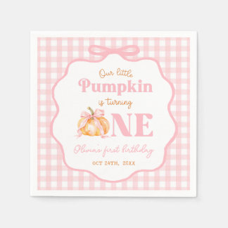 Little Pumpkin Pink Girl Birthday Napkins