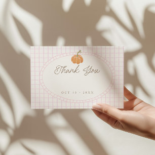 Little Pumpkin Pink Girls Baby Shower Thank You Card