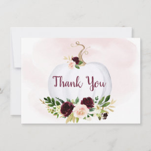 Little Pumpkin Pink Gold Burgundy Thank You Card