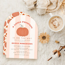 Little Pumpkin Pink Stripes Girl Baby Shower