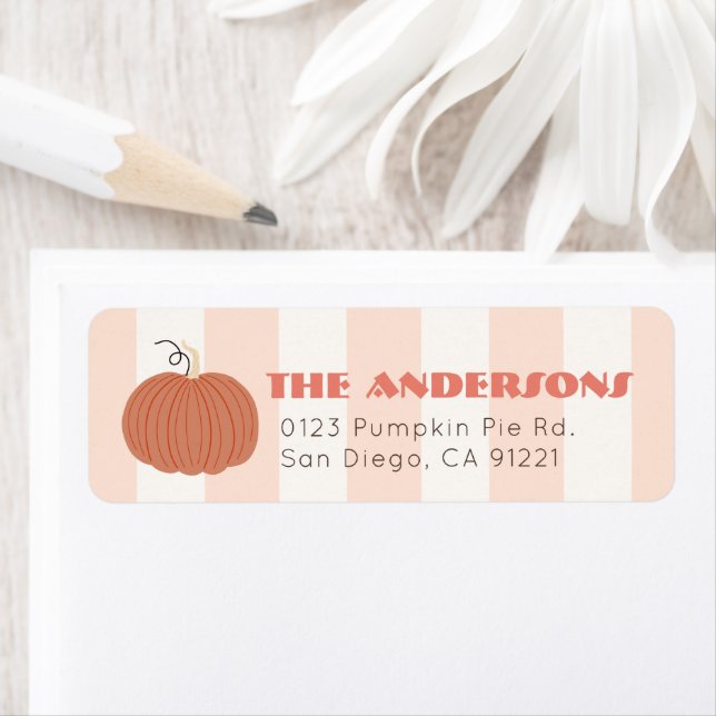 Little Pumpkin Pink Stripes Return Address (Insitu)