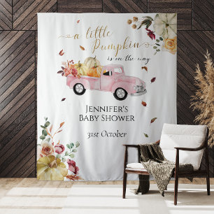 Little Pumpkin Pink Truck Baby Shower Backdrop Tapestry