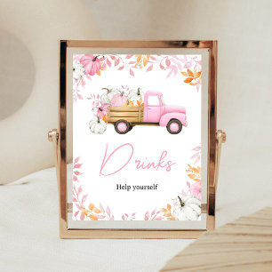 Little Pumpkin Pink Truck Drinks Sign