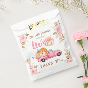 Little Pumpkin Pink Truck Girl Fall 2nd Birthday Favour Bags
