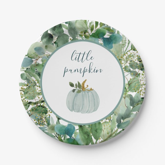 Little Pumpkin Plates Blue Little Pumpkin Baby (Front)