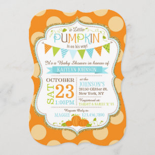 Little Pumpkin Polka-dots Baby Shower Invitation