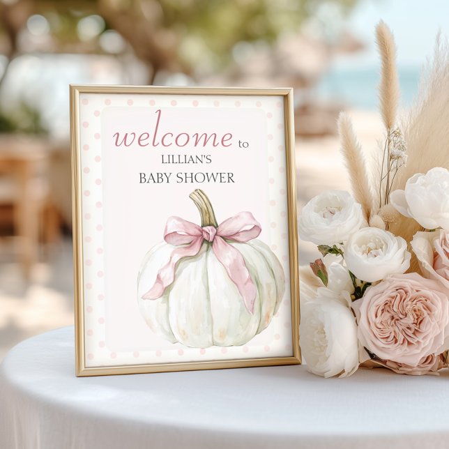 Little Pumpkin Polka Dots Baby Shower Welcome Poster (Creator Uploaded)