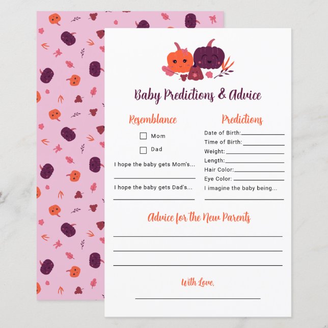 Little Pumpkin Predictions & Advice Baby Shower (Front/Back)
