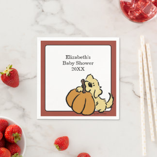 Little Pumpkin Puppy Cute Fall Baby Shower Napkin