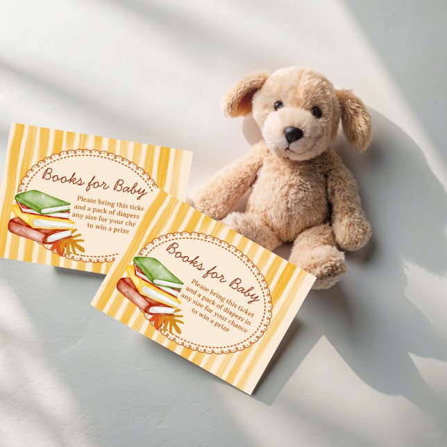 Little pumpkin retro stripes book request enclosure card (Little pumpkin retro stripes fall baby shower book request enclosure cards books for baby)