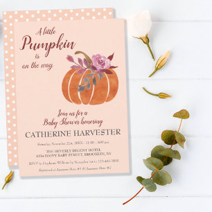 Little Pumpkin Rustic Autumn Baby Shower Invitation