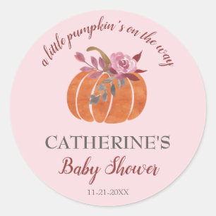 Little Pumpkin Rustic Autumn Floral Baby Shower  Classic Round Sticker