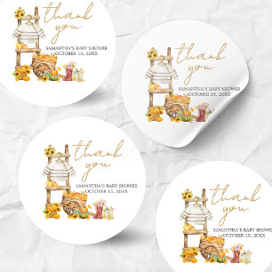 Little Pumpkin Rustic Baby Shower  Classic Round Sticker