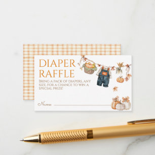 Little Pumpkin Rustic Baby Shower Diaper Raffle Enclosure Card
