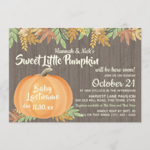 Little Pumpkin Rustic Baby Shower Invitation