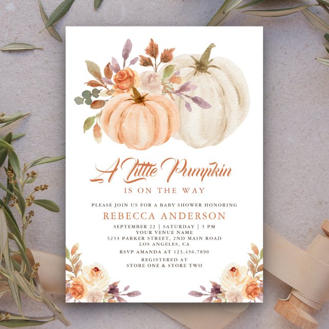 Little Pumpkin Rustic Earthy Floral Baby Shower Invitation (Creator Uploaded)