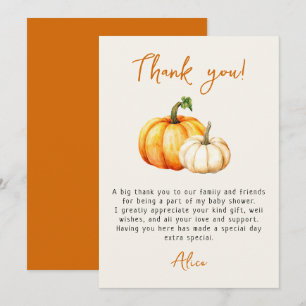 Little Pumpkin Rustic Fall Autumn Baby Shower Thank You Card