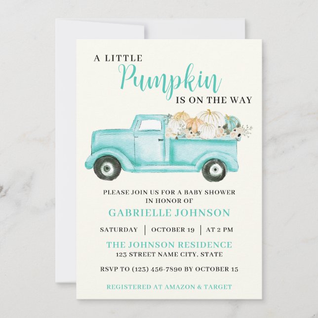 Little Pumpkin Rustic Fall Baby Shower Invitation (Front)