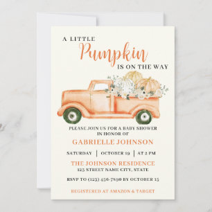 Little Pumpkin Rustic Fall Baby Shower Invitation