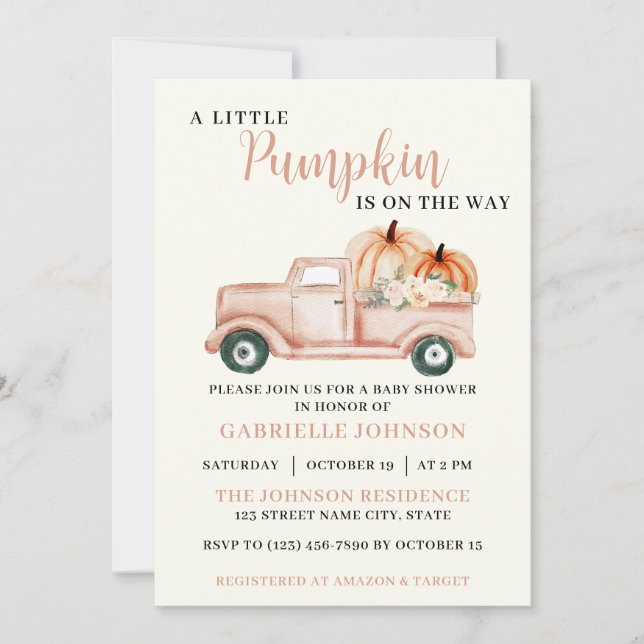 Little Pumpkin Rustic Fall Baby Shower Invitation (Front)