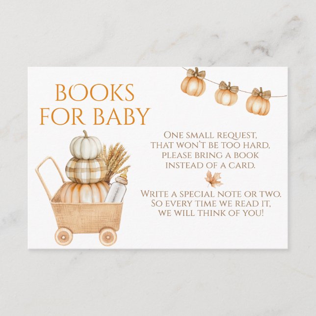 Little Pumpkin Rustic Farm Baby Shower Books Enclosure Card (Front)