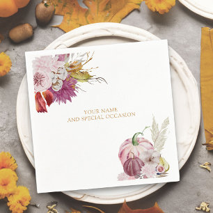 Little Pumpkin Rustic Floral Personalized Napkin