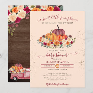 Little Pumpkin Rustic Gender Neutral Baby Shower Invitation
