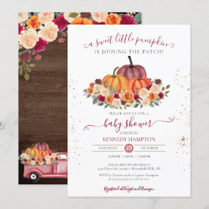 Little Pumpkin Rustic Gender Neutral Baby Shower Invitation