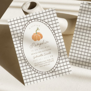 Little Pumpkin Rustic Gender Neutral Baby Shower Invitation