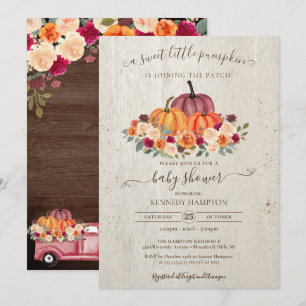 Little Pumpkin Rustic Wood Autumn Baby Shower Invitation