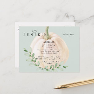 Little Pumpkin Sage Baby Shower Announcement Postcard