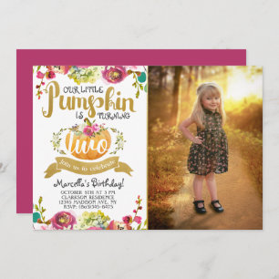 Little Pumpkin Second Birthday Invitation