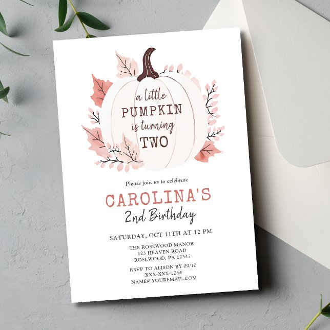 Little Pumpkin Second Birthday Invitation (Creator Uploaded)