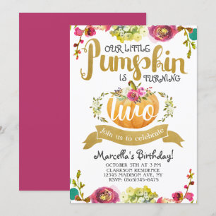 Little Pumpkin Second Birthday Invitation