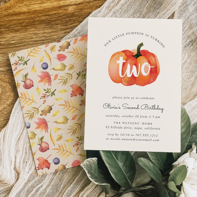 Little Pumpkin Second Birthday Party Invitation (Creator Uploaded)
