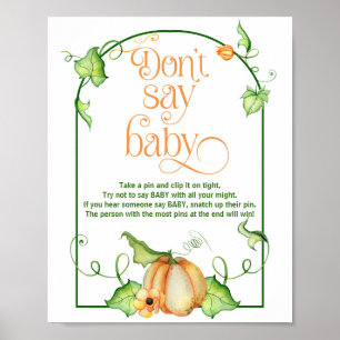 Little Pumpkin Shower Don't Say Baby Game Sign