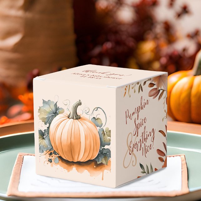 Little Pumpkin Spice Monogram Fall Baby Shower Favour Box (Pumpkin spice Fall baby shower party favor box)
