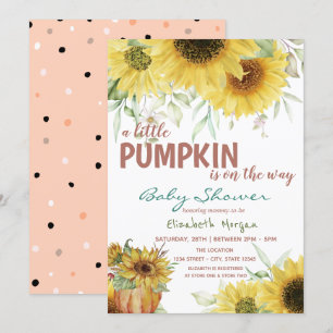 Little Pumpkin Sunflowers,Dots Baby Shower Invitation
