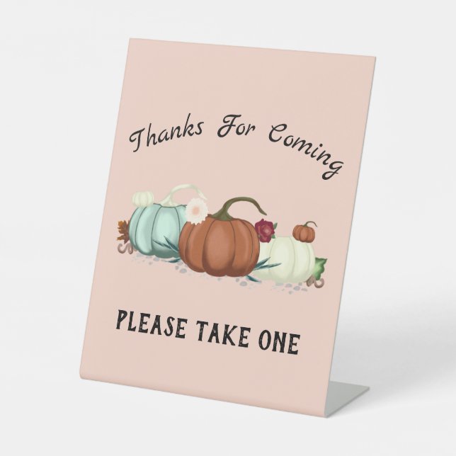 Little Pumpkin Thanks For Coming Girl Baby Shower Pedestal Sign (Front)