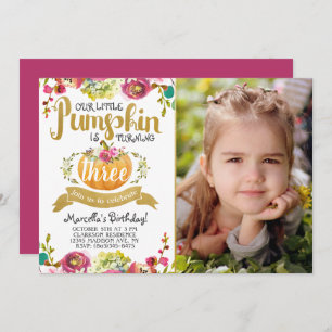 Little Pumpkin Third Birthday Invitation