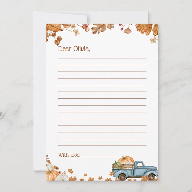 Little Pumpkin Time Capsule Message Cards (Front)