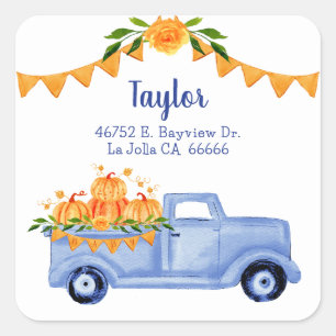 Little Pumpkin Triplet Baby Shower Return Address Square Sticker