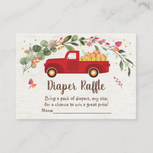 Little Pumpkin Truck Baby Shower Diaper Raffle Enclosure Card