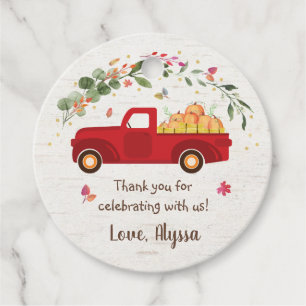 Little Pumpkin Truck Baby Shower Favour Tags