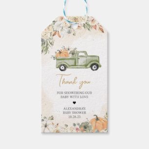 Little Pumpkin Truck Baby Shower Favour Tags