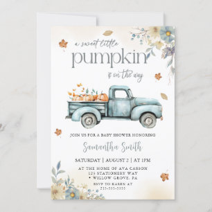 Little pumpkin Truck fall autumn baby shower Invitation