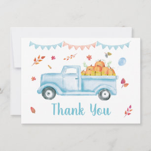 Little Pumpkin Truck Fall Birthday Thank You Card