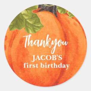 Little pumpkin turning one birthday Favour Classic Round Sticker