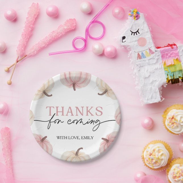 Little Pumpkin Turning One Birthday  Paper Plate (Party)